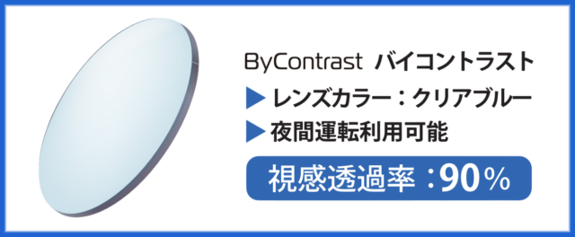 バイコントラストのレンズイメージ。視感透過率90％