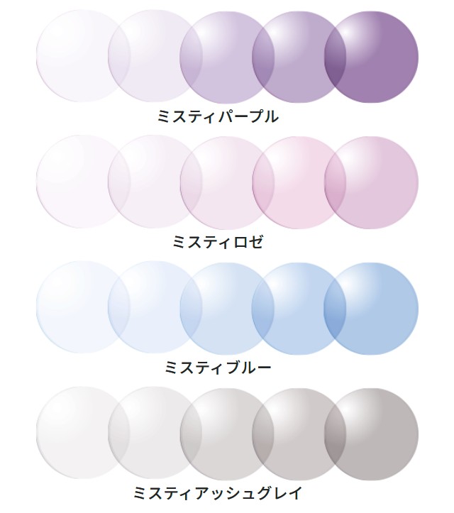 HOYAサンテックミスティ 調光レンズのカラーバリエーション