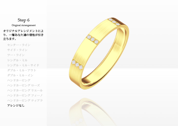 鍛造マリッジリングcoordi（コーディ）K18YG注文ステップ06アレンジメント ライン種類