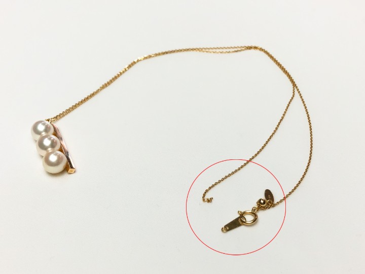 18金パールペンダントネックレスのチェーン切れ