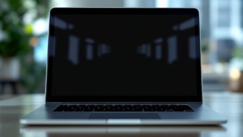 偏光レンズを通すことで真っ暗に見えるパソコンの液晶画面