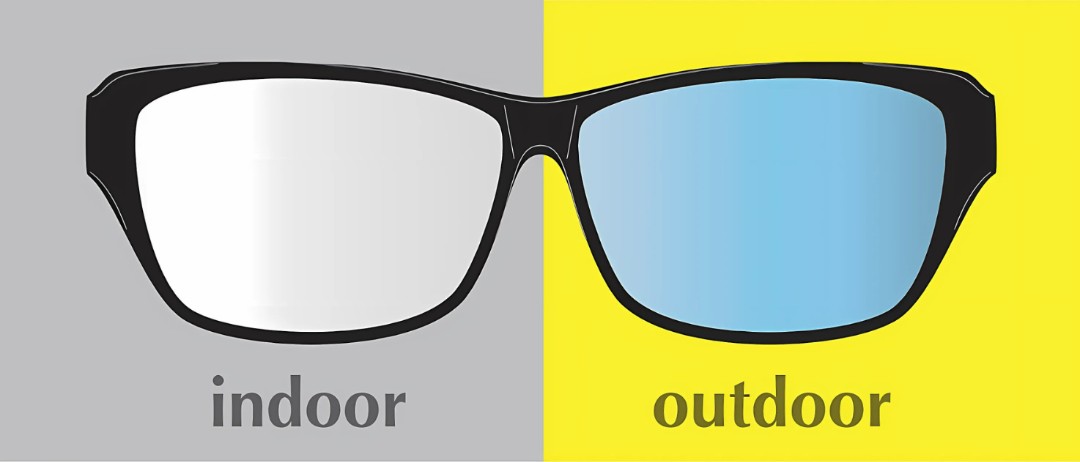 イトーレンズ調光ブルー(アートブルー)の屋内と屋外でのサングラス イメージ