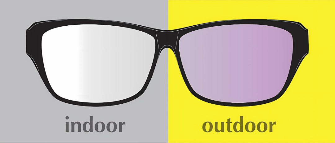 イトーレンズ調光パープル(アートパープル)の屋内と屋外でのサングラス イメージ