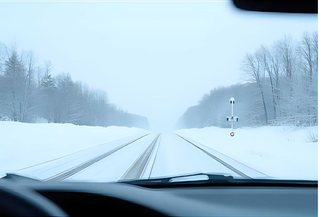 一面が真っ白になった陰影が失われた雪景色。コントラストが極端に低下 その2