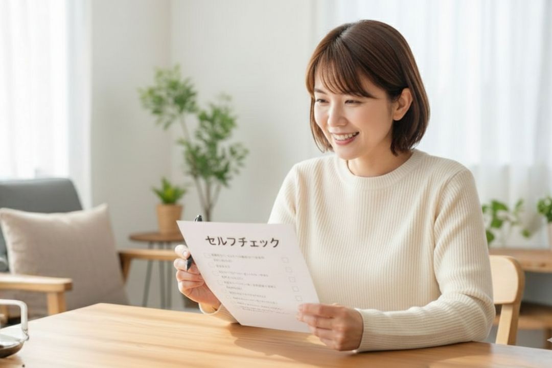 聞こえのセルフチェックをしている島根県松江市の女性