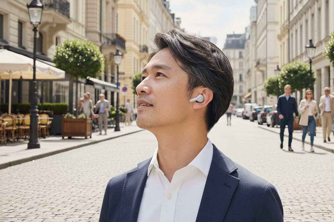 コンパクトでおしゃれなイヤホン型集音器なので仕事にも最適