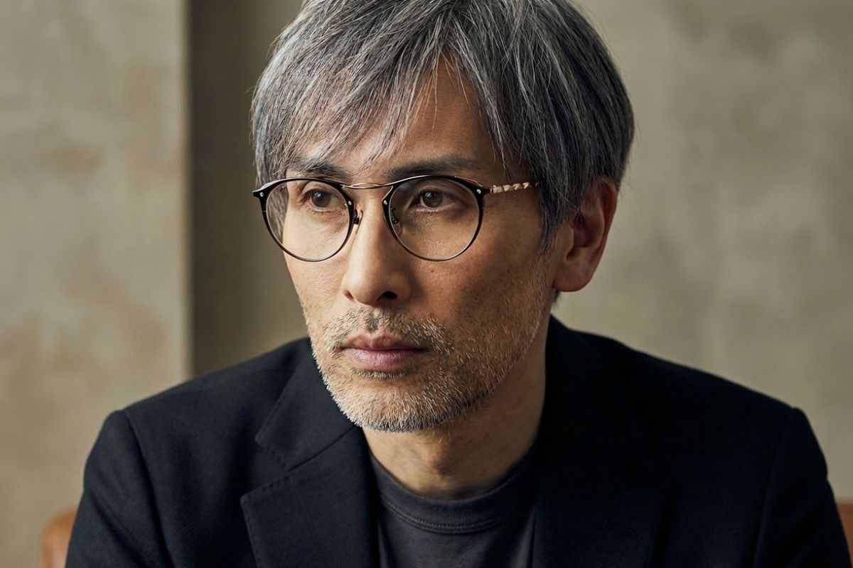 松江市長谷川時計店の1級眼鏡作製技能士がミスタージェントルマンアイウェア TAYLOR カラーDを着用