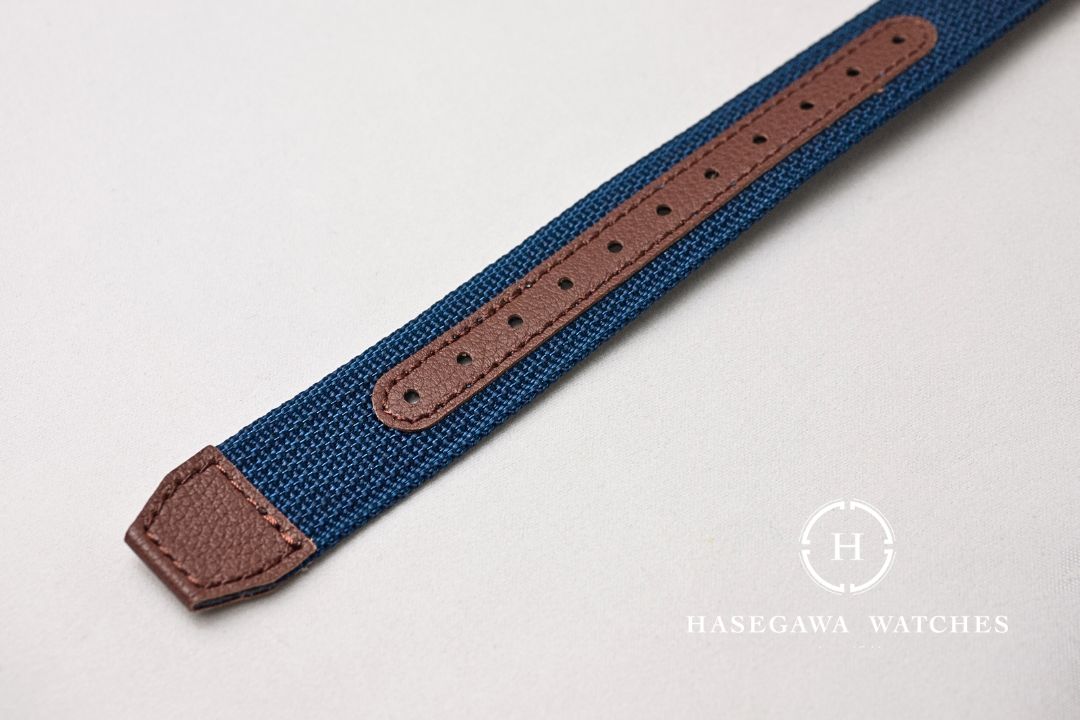 ケンテックス JSDFクラシックスタンダード S798M NATOストラップ 革補強加工のクローズアップ