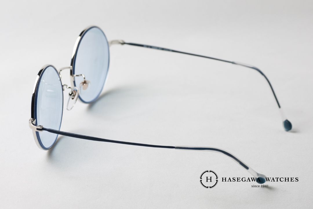 サバエオプト 大型ラウンドメガネ テンプル βチタン 細身デザイン