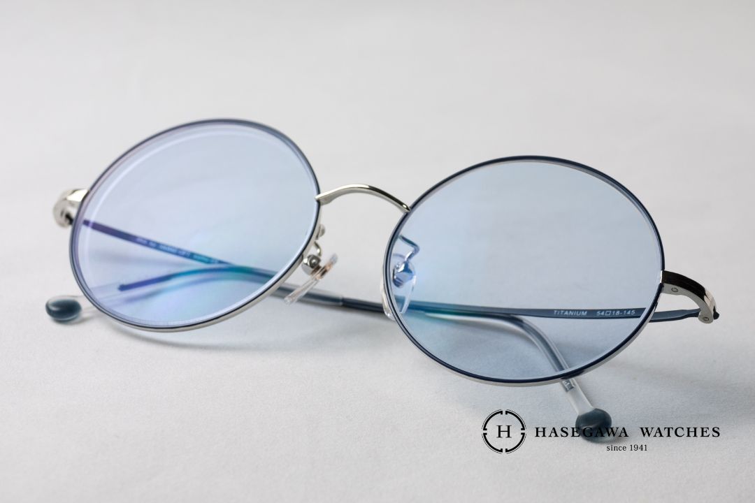 サバエオプト 大型ラウンドメガネ 全体 鯖江産チタンフレーム
