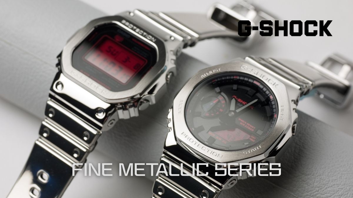 G-SHOCK ファインメタリックシリーズ 黒x赤と高級感あるベゼルとバンドが輝く